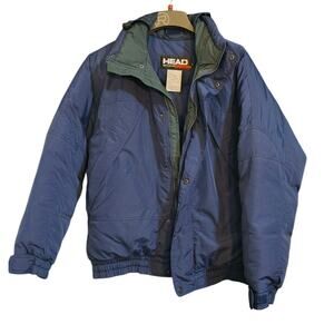 Head Skiwear Duck Down Waterfowl Feather Navy and Green Puffer Jacket Large 90's